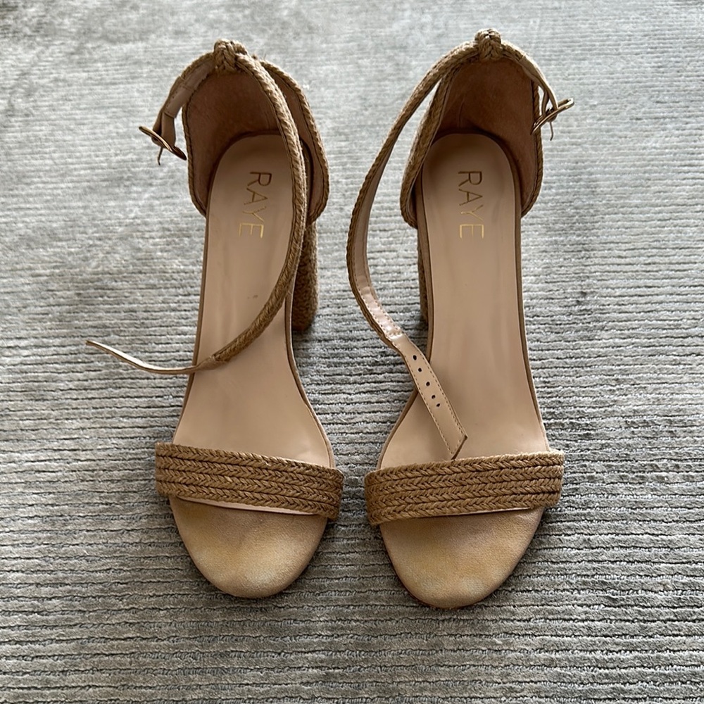 RAYE Women's Beige Braided Raffia Heels